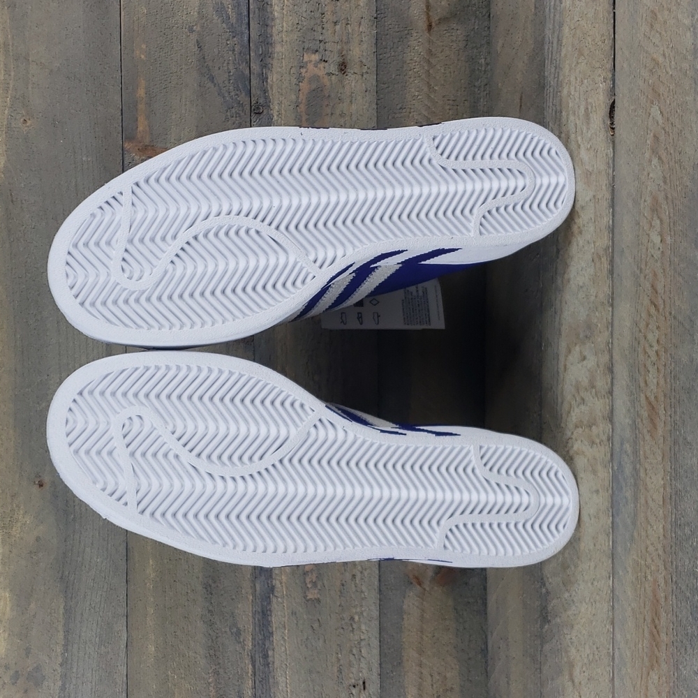 adidas Men's Originals Superstar Retro Leather Shoes Two Laces Legacy Indigo - Picture 6 of 9